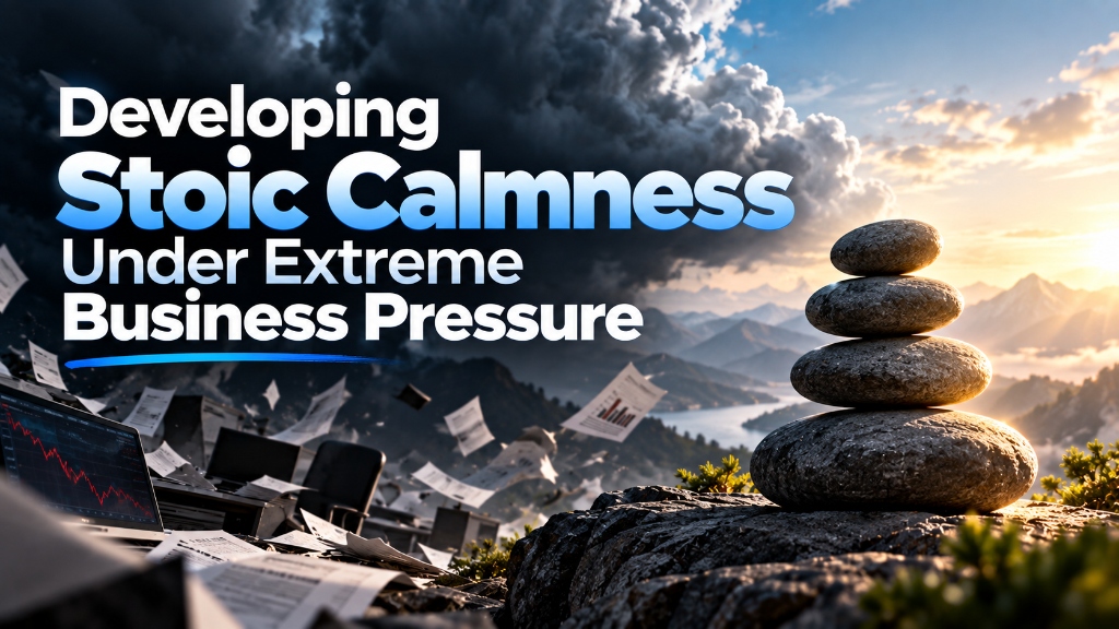 Developing Stoic Calmness Under Extreme Business Pressure - Zen stones balanced amid market storm