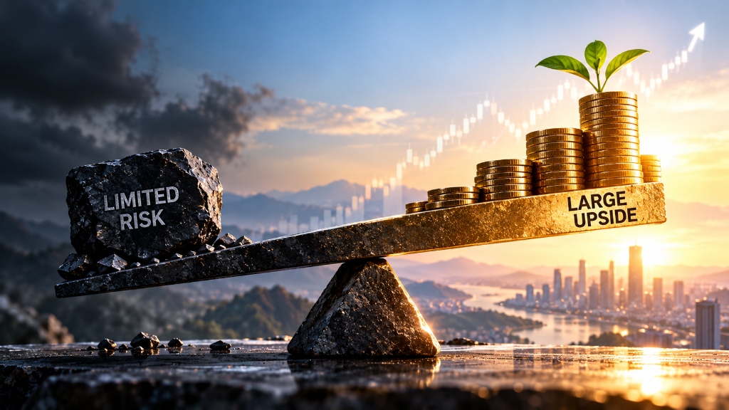 The Rules of Asymmetric Investing for Private Wealth - Lever diagram balancing limited risk and large upside